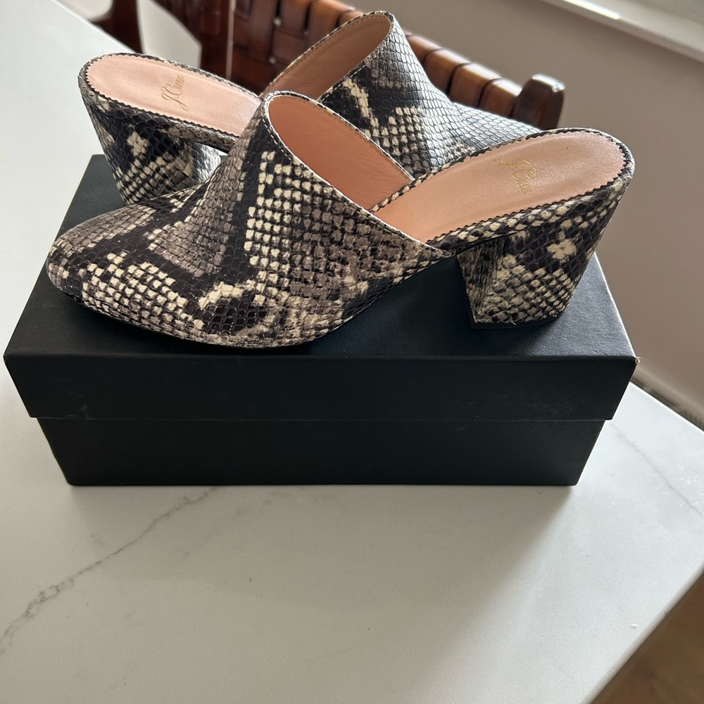 Snake Print Women's leather mules by JCREW in ladies 8